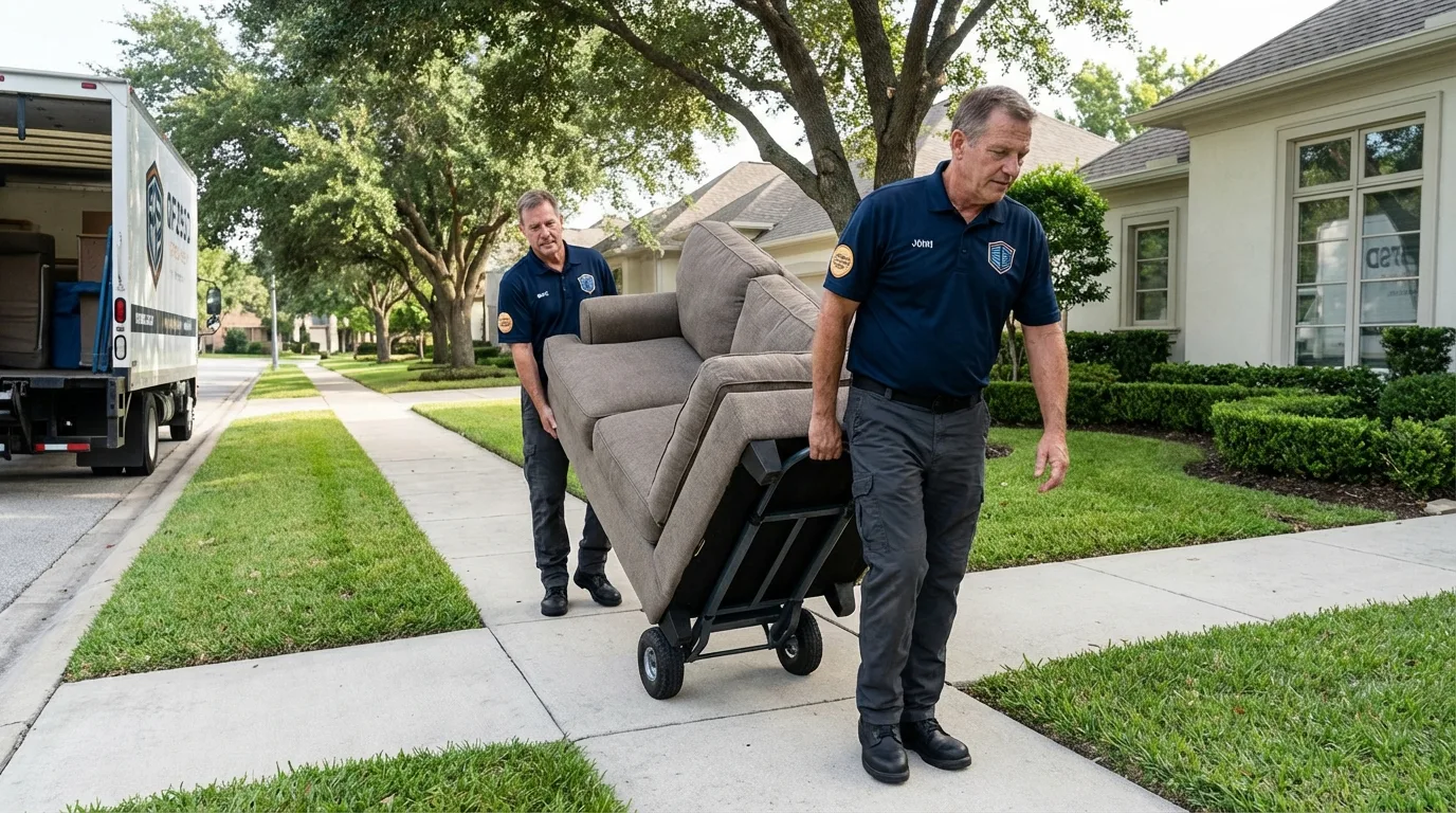 Local residential moving crew loading furniture in Morrisville, NC
